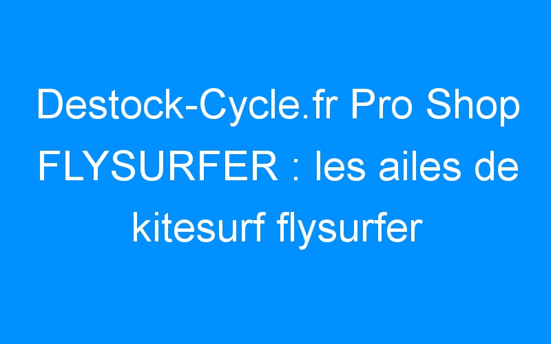 You are currently viewing Destock-Cycle.fr Pro Shop FLYSURFER : les ailes de kitesurf flysurfer 2009