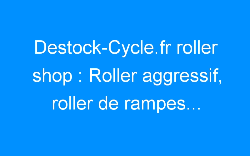 Destock-Cycle.fr roller shop : Roller aggressif, roller de rampes… faut que ca envois du gros!
