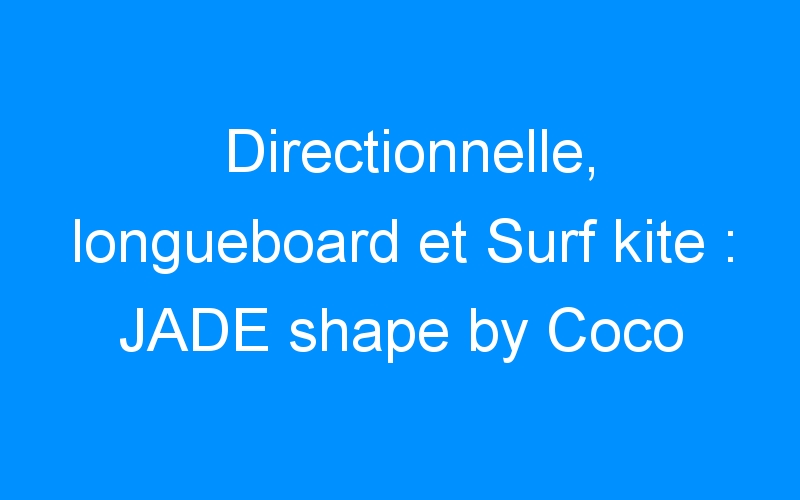 You are currently viewing Directionnelle, longueboard et Surf kite : JADE shape by Coco