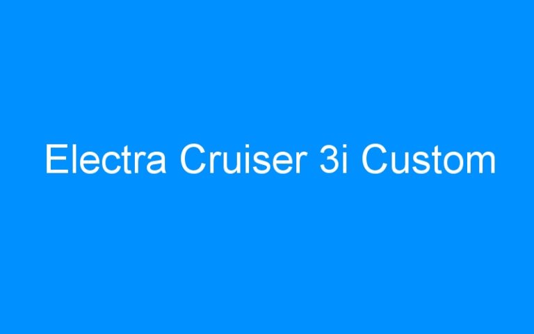 Lire la suite à propos de l’article Electra Cruiser 3i Custom