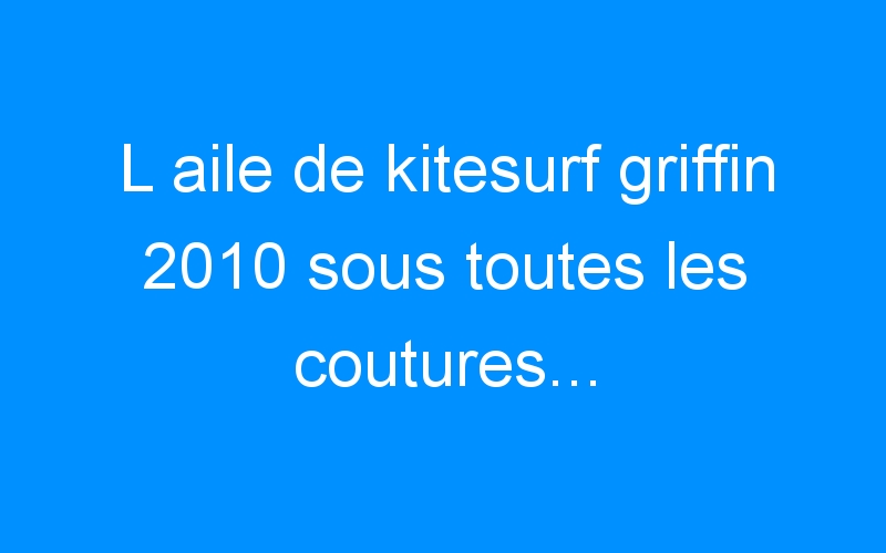 You are currently viewing L aile de kitesurf griffin 2010 sous toutes les coutures…