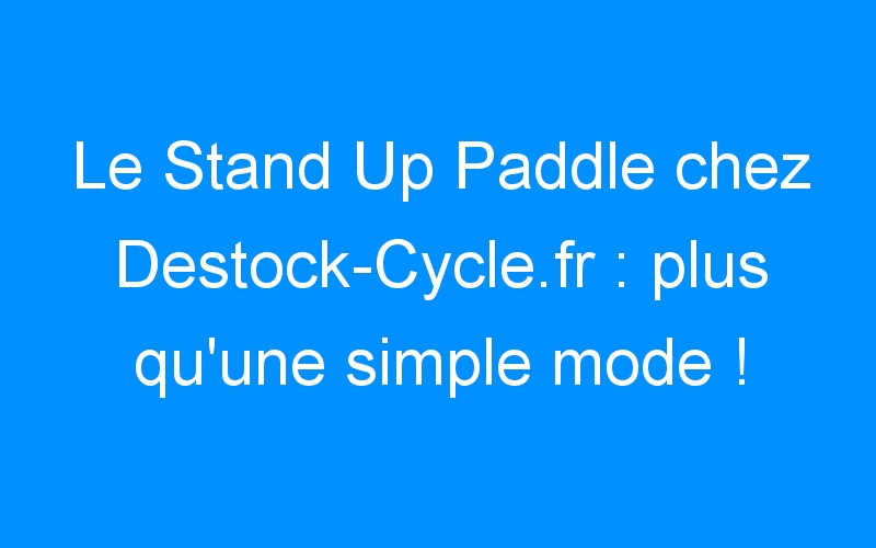 Le Stand Up Paddle chez Destock-Cycle.fr : plus qu’une simple mode !