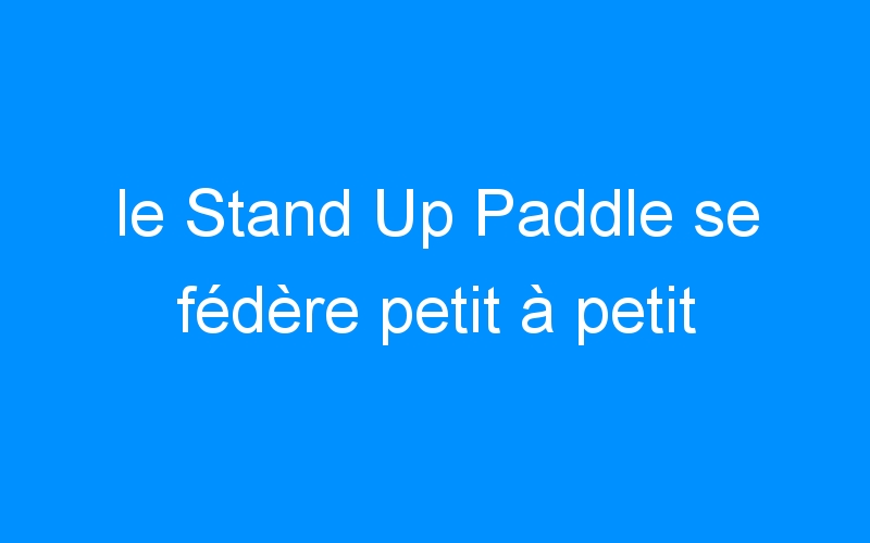 le Stand Up Paddle se fédère petit à petit