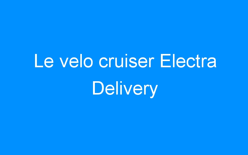 You are currently viewing Le velo cruiser Electra Delivery