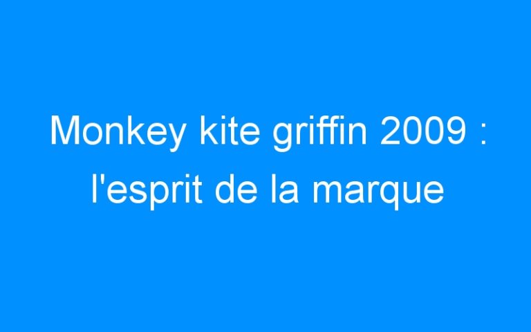 Monkey kite griffin 2009 : l’esprit de la marque