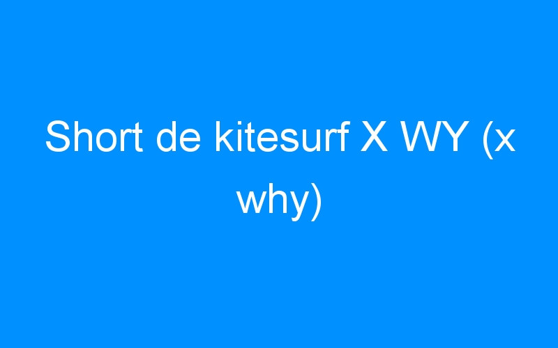 Lire la suite à propos de l’article Short de kitesurf X WY (x why)