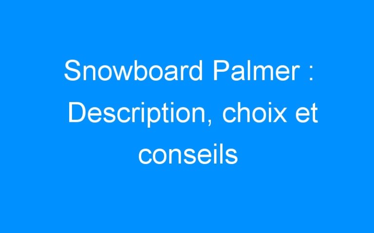 Snowboard Palmer : Description, choix et conseils