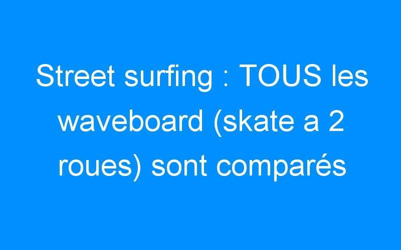 Street surfing : TOUS les waveboard (skate a 2 roues) sont comparés par des passionnés.