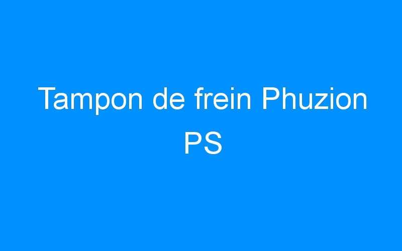 You are currently viewing Tampon de frein Phuzion PS