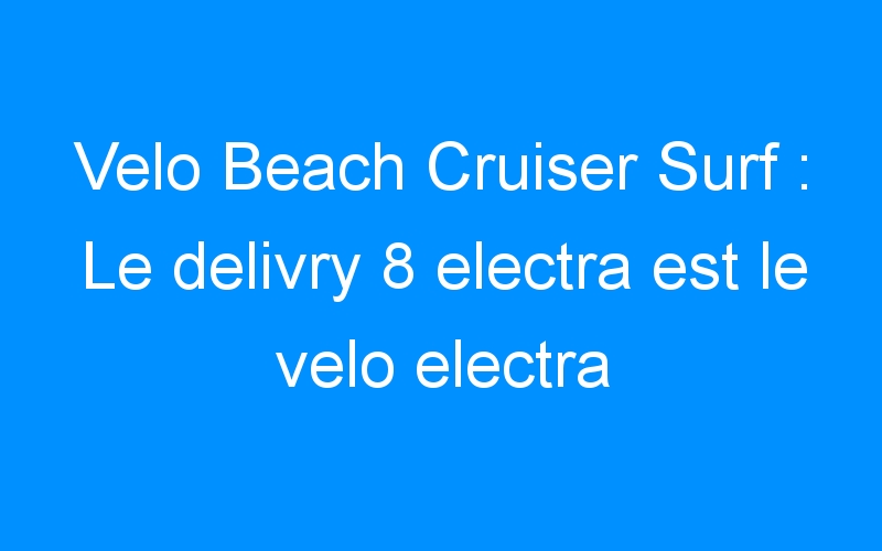 You are currently viewing Velo Beach Cruiser Surf : Le delivry 8 electra est le velo electra 2009