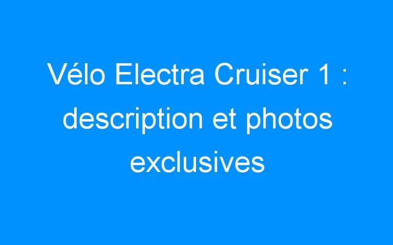 Vélo Electra Cruiser 1 : description et photos exclusives