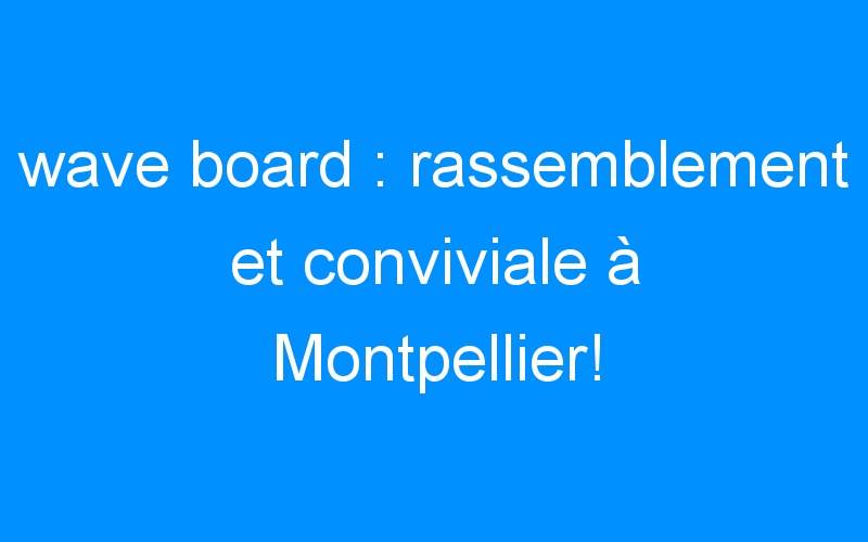 wave board : rassemblement et conviviale à Montpellier!